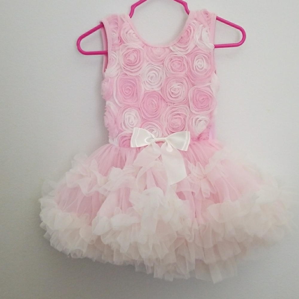 Popatu pale pink ruffled tulle dress ,12mos